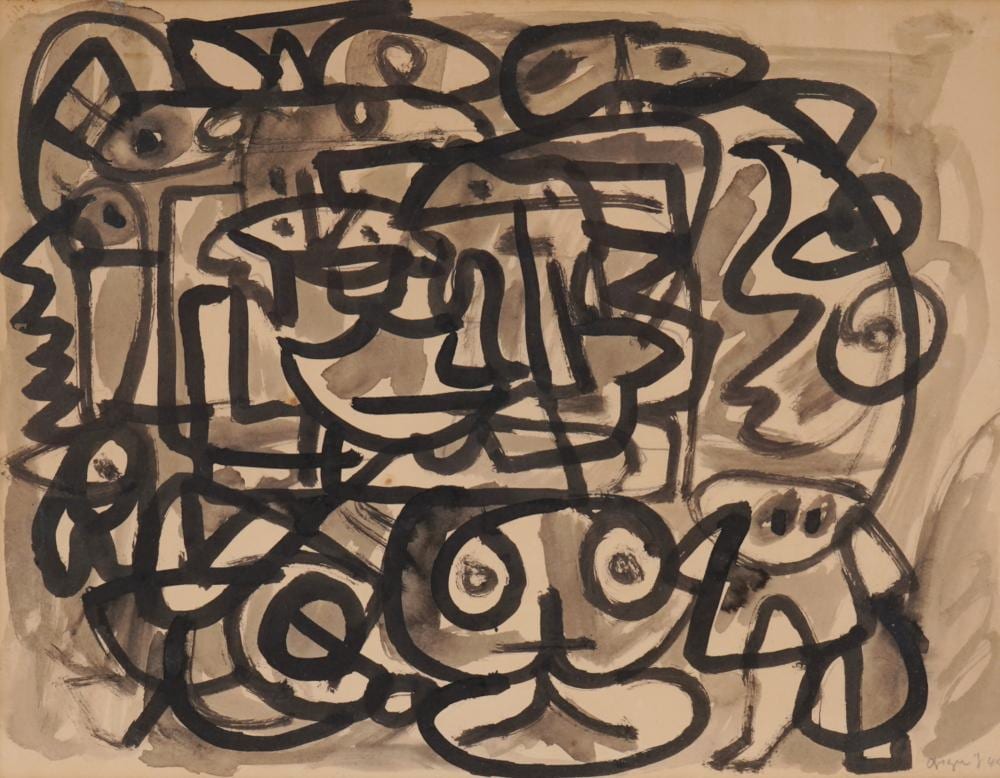 Asger Jorn comparable auction result: asger jorn 1914 1973 modern composition