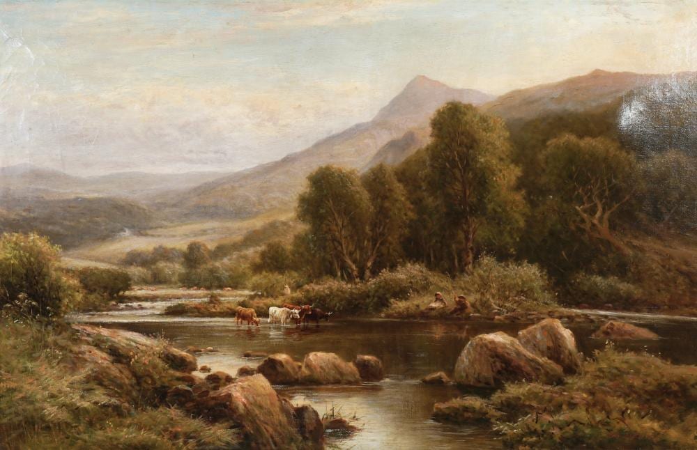 Benjamin Williams Leader comparable auction result: benjamin williams leader 1831 1923 idyllic river with cattle 1894