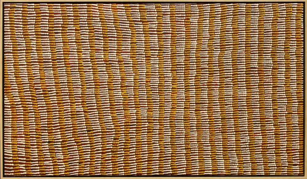 Yukultji Napangati comparable auction result: yukultji napangati tali sandhills acrylic on canvas 59cm x 101cm