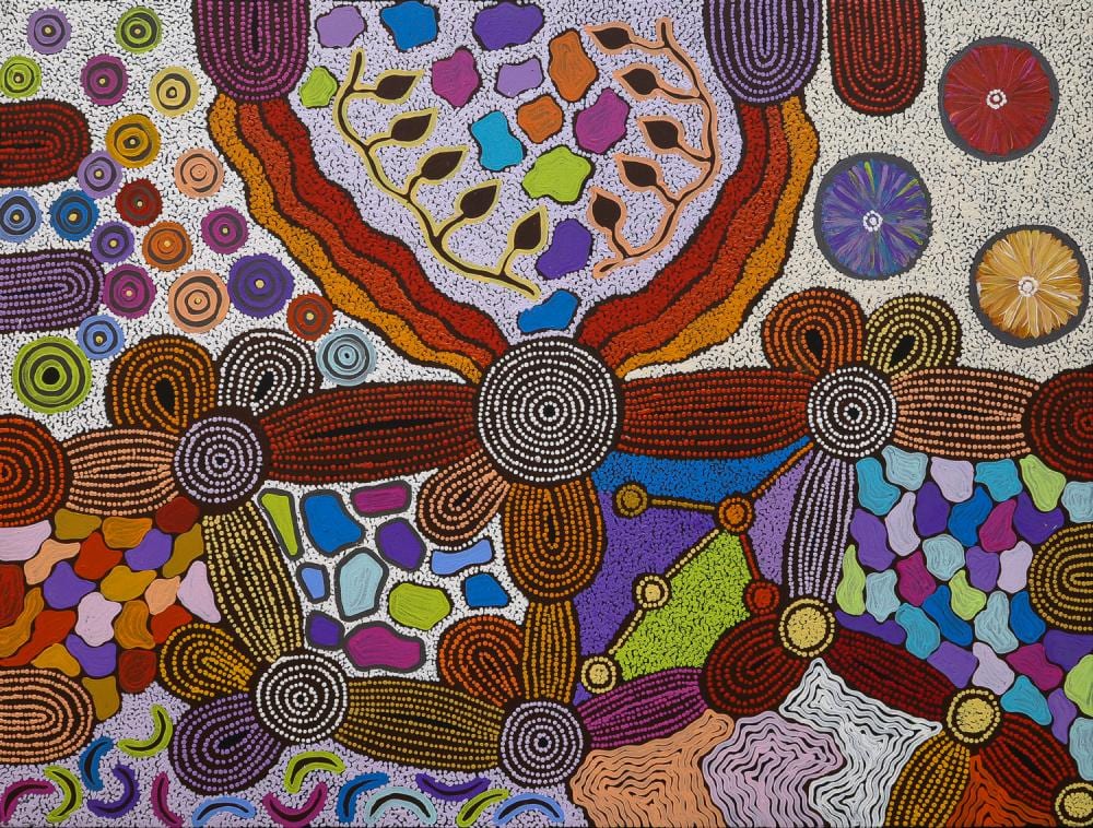 Nellie Marks  Nakamarra comparable auction result: nellie marks nakamarra my country acrylic on canvas 98cm x 130cm