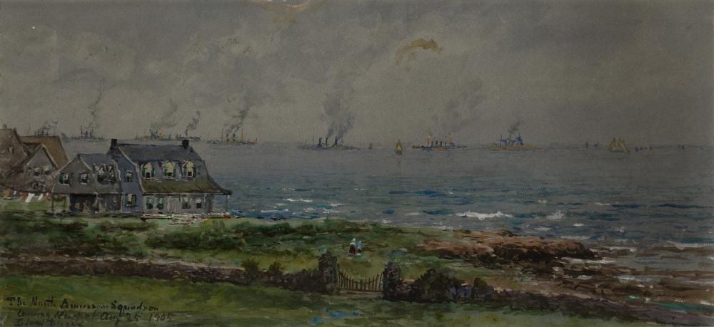 Edmund Darch Lewis comparable auction result: edmund darch lewis british 1835 1910 the north american squadron leaving newport rhode island august 25th 1905
