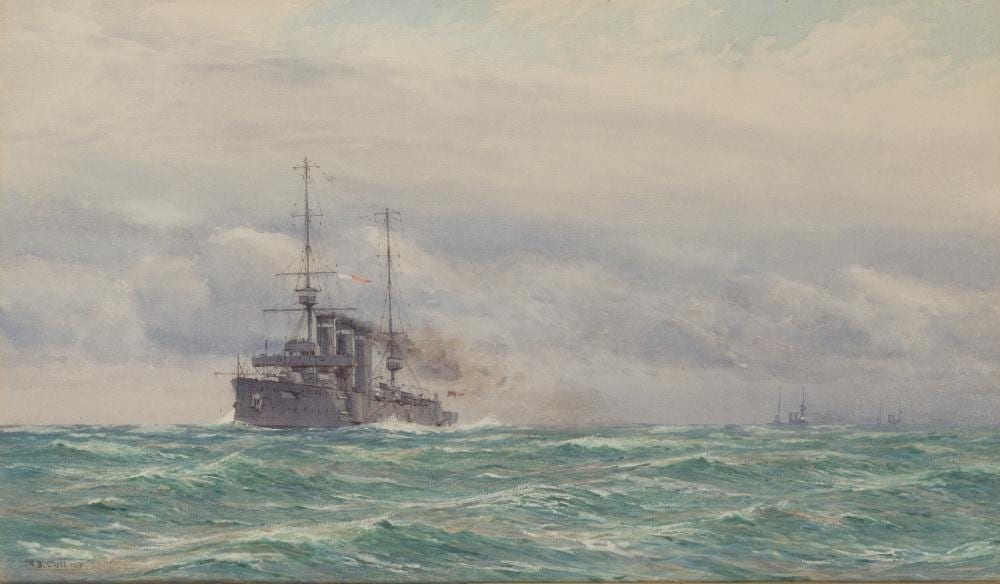 Alma Claude Burlton Cull comparable auction result: alma claude burlton cull english 1880 1931 h m armoured cruiser cumberland