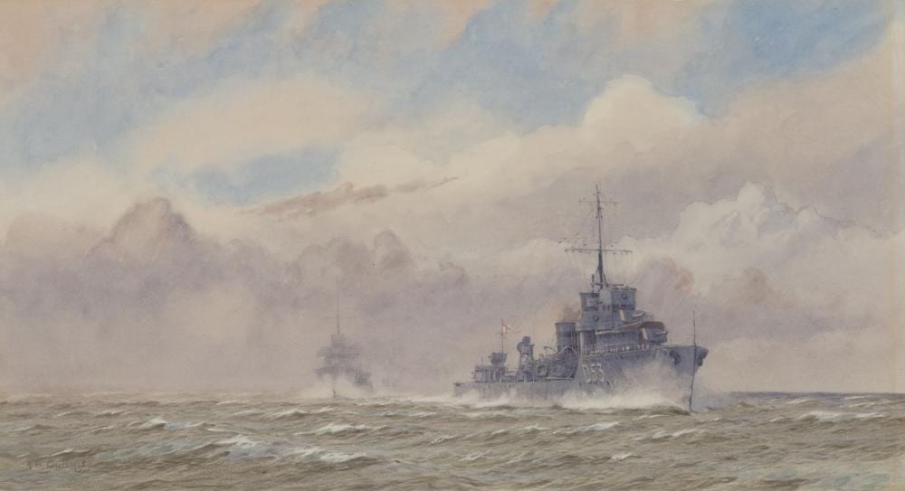 Alma Claude Burlton Cull comparable auction result: alma claude burlton cull english 1880 1931 h m destroyer venetia at sea with other ships of the 2nd destroyer flotilla