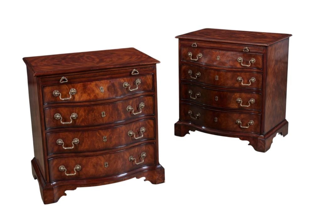 Theodore Alexander comparable auction result: a pair of mahogany serpentine chests with four drawers by theodore alexander