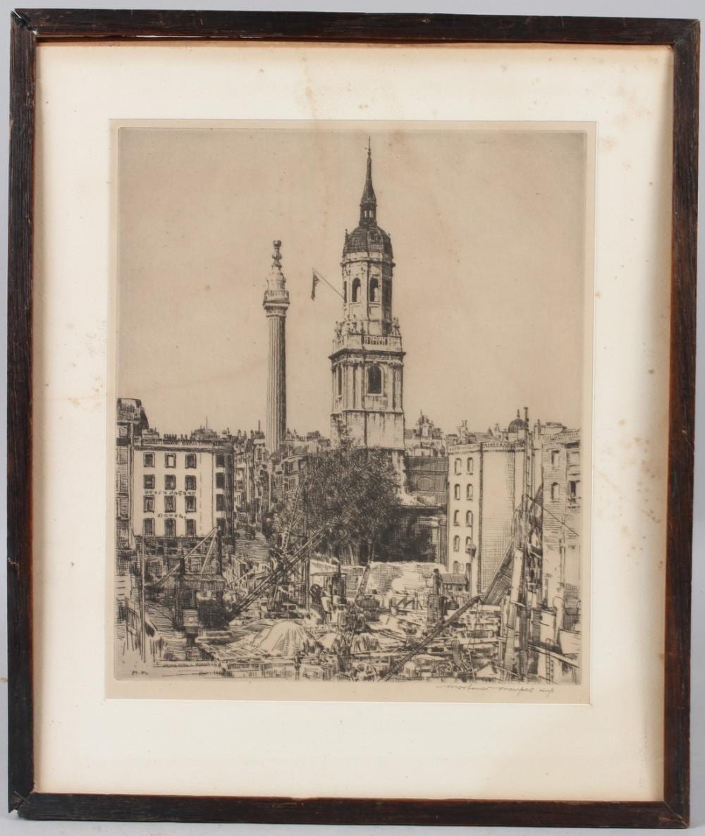 Mortimer Menpes comparable auction result: mortimer menpes 1855 1938 the monument etching signed in pencil artists label verso 27 5 x 23 5cm