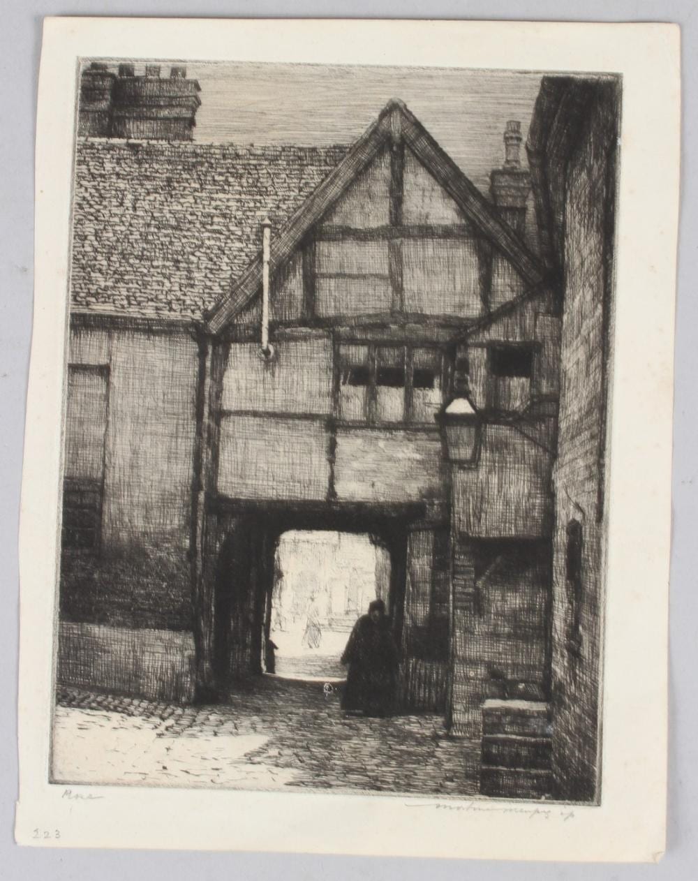 Mortimer Menpes comparable auction result: mortimer menpes 1855 1938 an old inn courtyard etching signed in pencil unframed 20 x 15cm
