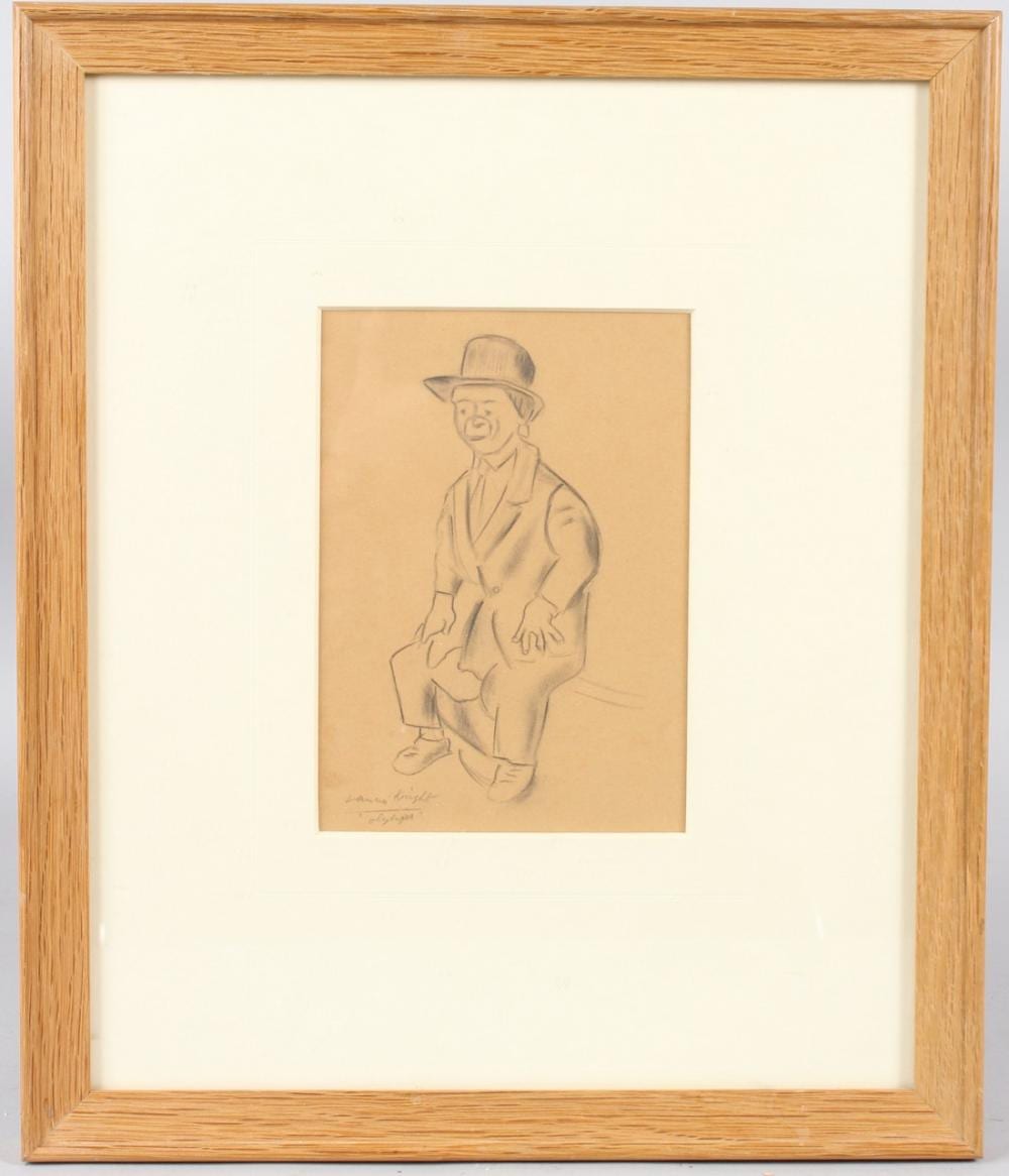 Laura Knight comparable auction result: laura knight olylmpin pencil drawing of a seated circus performer signed and inscribed 17 x 12cm
