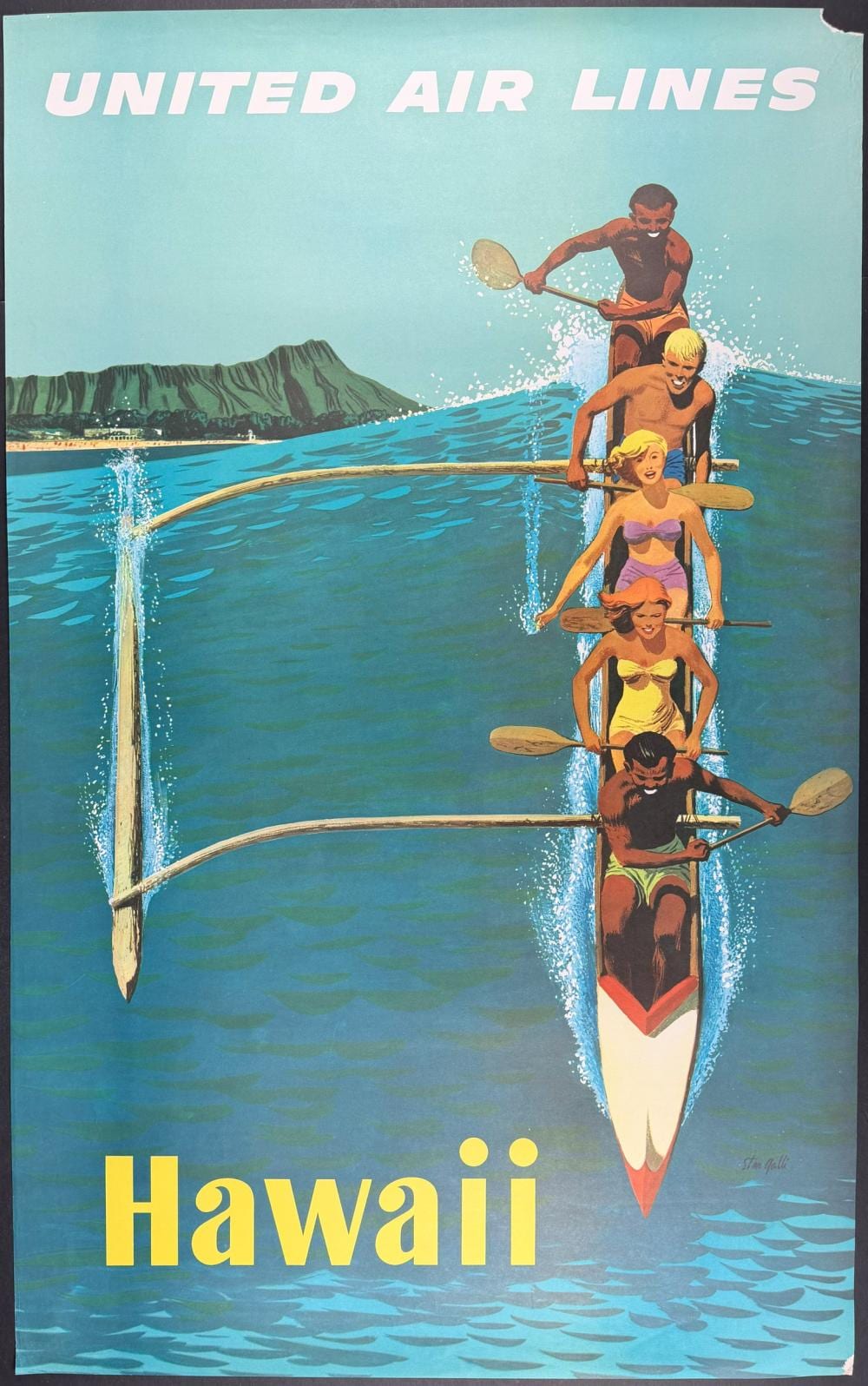 Stan Galli comparable auction result: stan galli tourism poster of hawaii for united airlines