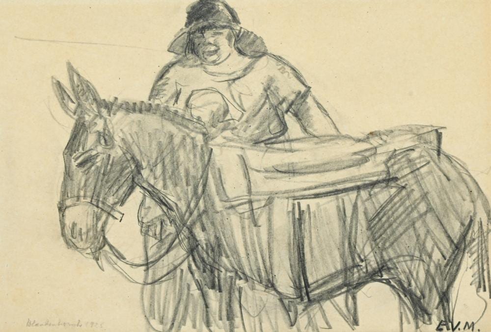 Eugeen van Mieghem comparable auction result: eugeen van mieghem 1875 1930 pencil drawing the little donkey signed