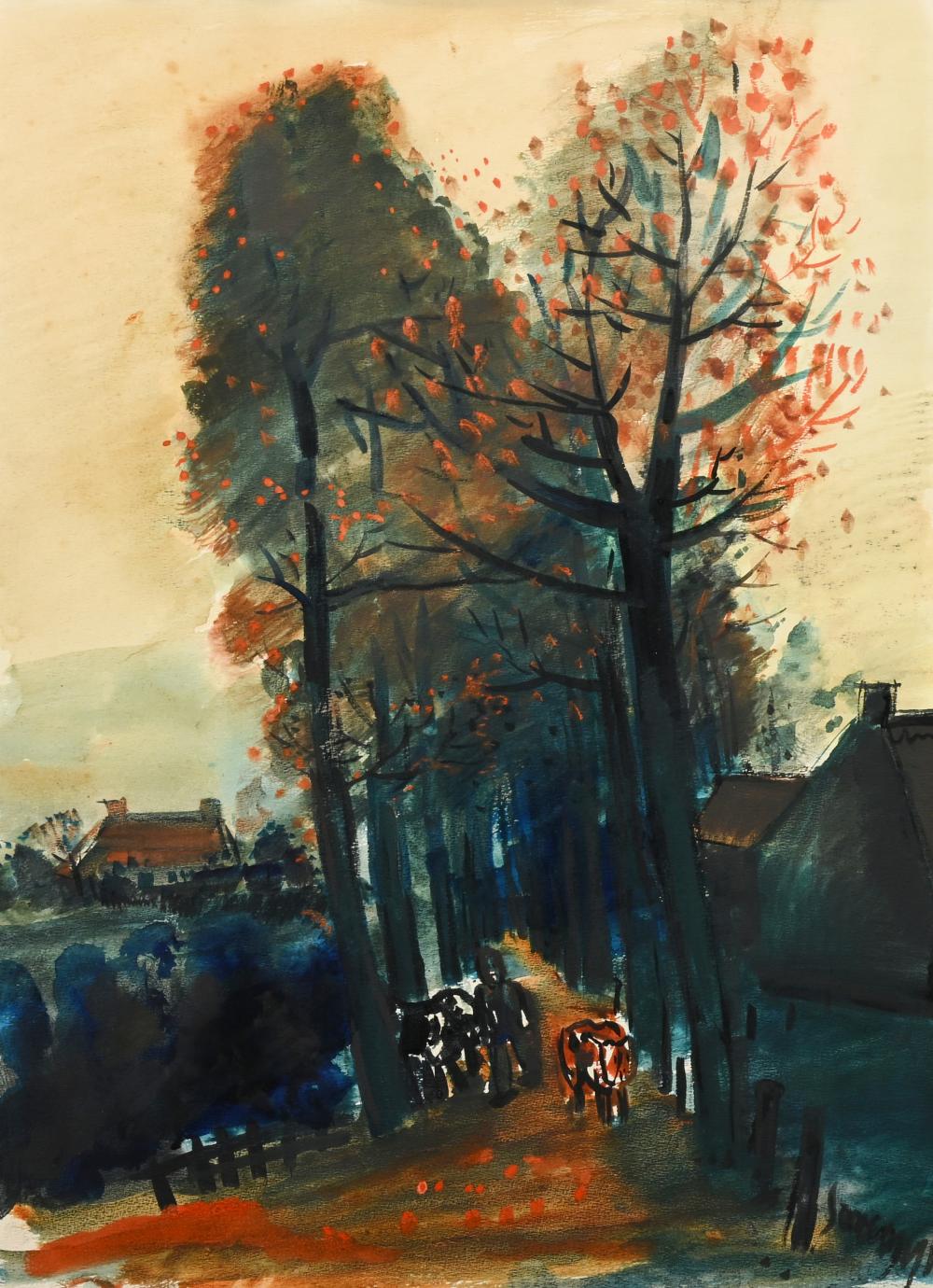 Albert Saverys comparable auction result: albert saverys 1886 1964 watercolor lane with cows signed
