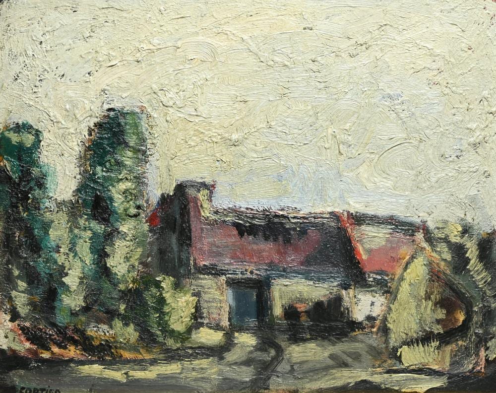 Amédée Cortier comparable auction result: am d e cortier 1921 1976 oil on paper board landscape with barn signed