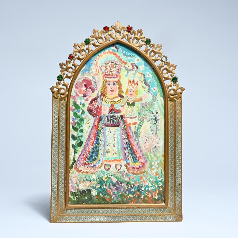 Ernest van den Driessche comparable auction result: ernest van den driessche 1894 1985 oil on panel in metal frame madonna with child signed