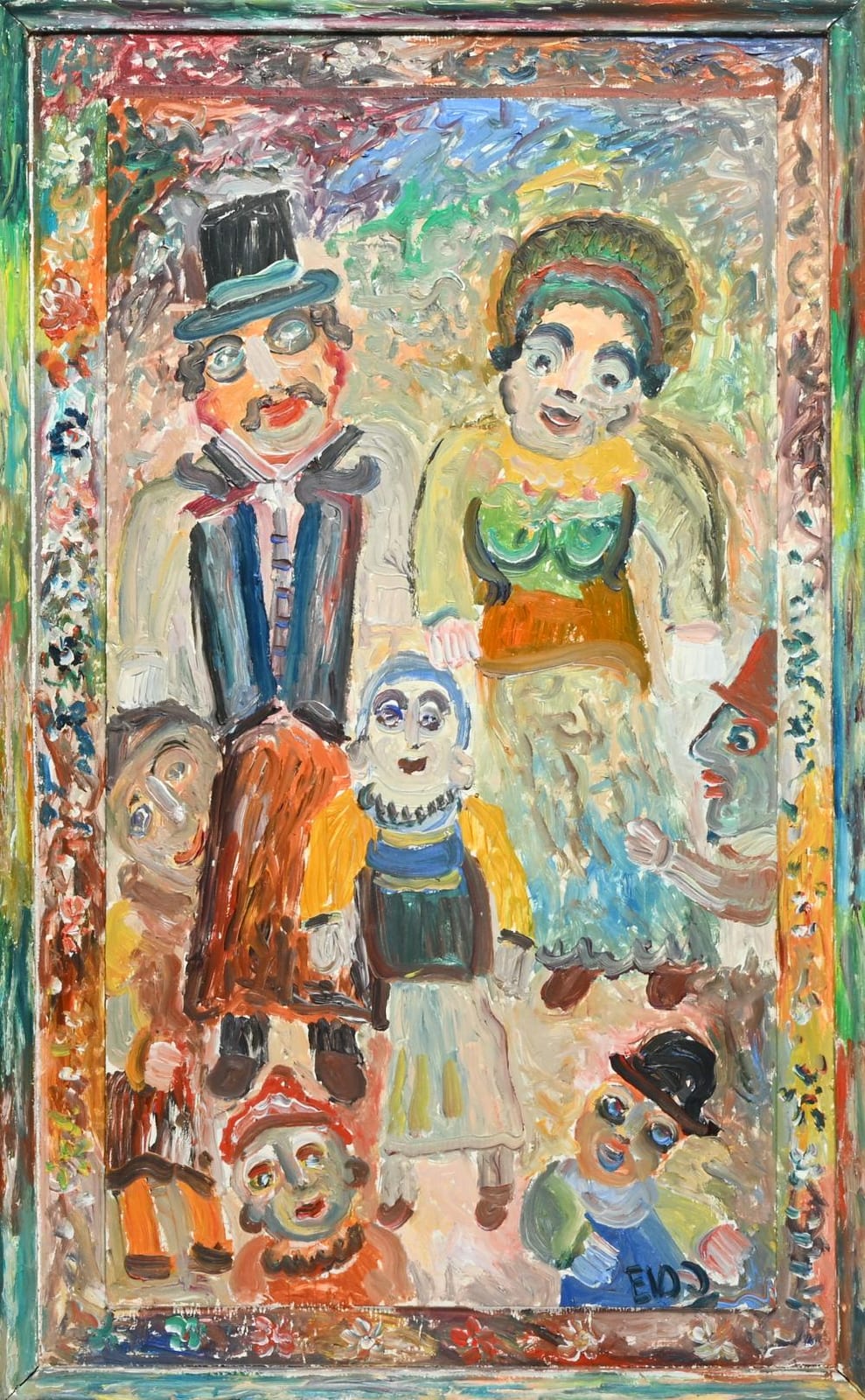 Ernest van den Driessche comparable auction result: ernest van den driessche 1894 1985 oil on panel giant couple at the fair signed