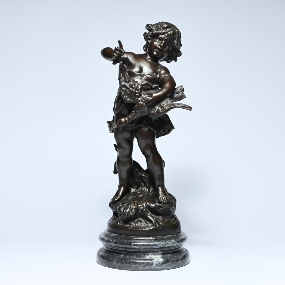 Auguste Moreau comparable auction result: auguste moreau 1834 1917 bronze sculpture l enfant au canard signed posthumous edition
