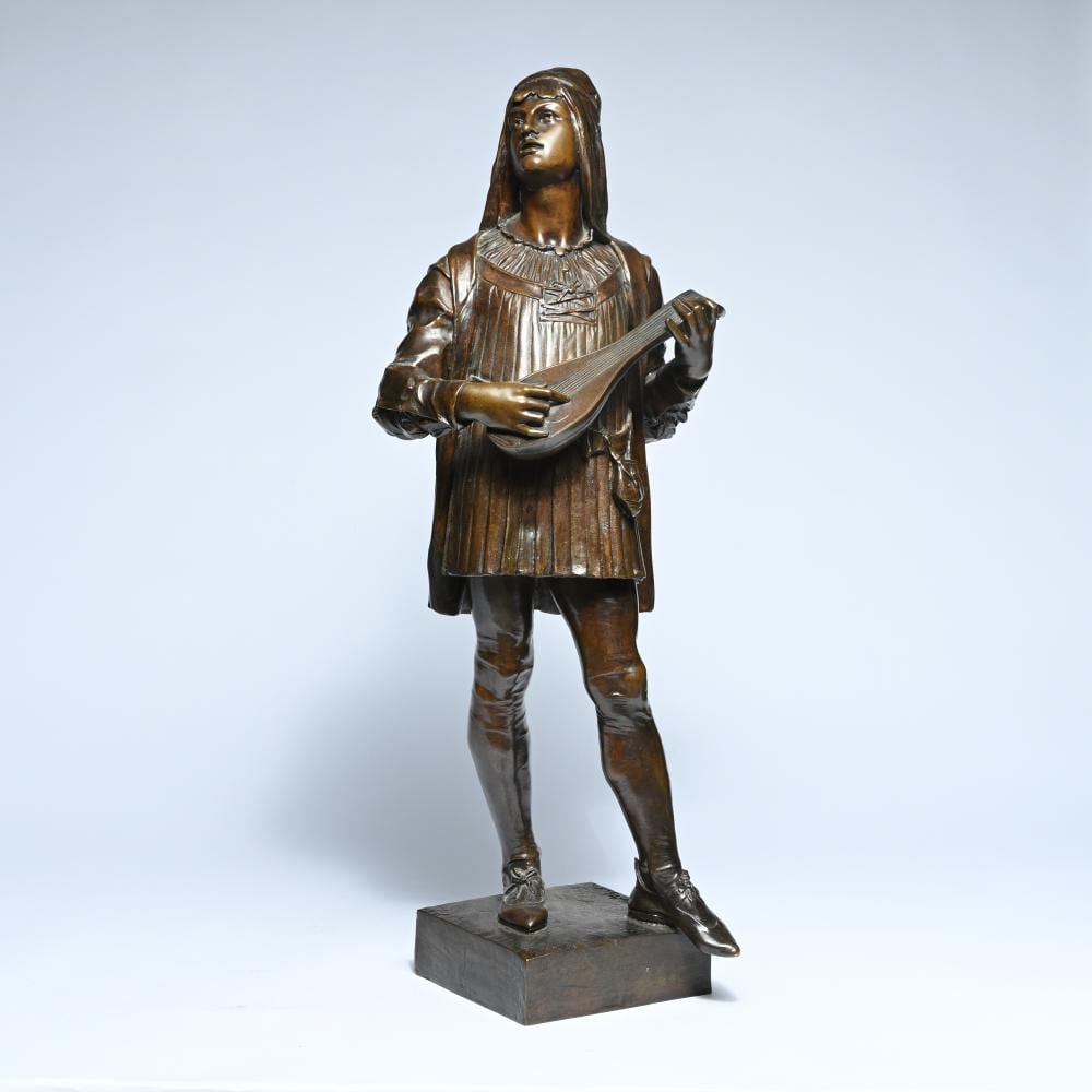 Eugène Marioton comparable auction result: eug ne marioton 1854 1933 bronze sculpture joueur de luth signed