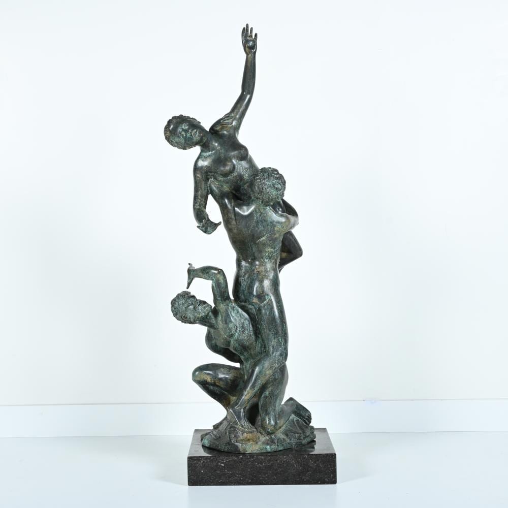 Leonardo Rossi comparable auction result: leonardo rossi 1957 bronze sculpture on marble base rape of the sabine women signed
