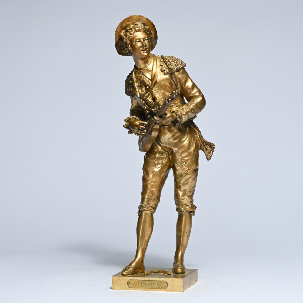 Charles Anfrie comparable auction result: charles anfrie 1833 1905 fire gilded bronze sculpture figaro signed