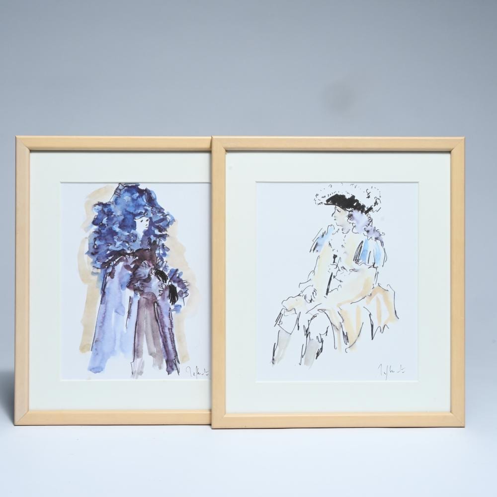 Jef Wauters comparable auction result: jef wauters 1927 2013 2 drawings watercolor carnival figures signed