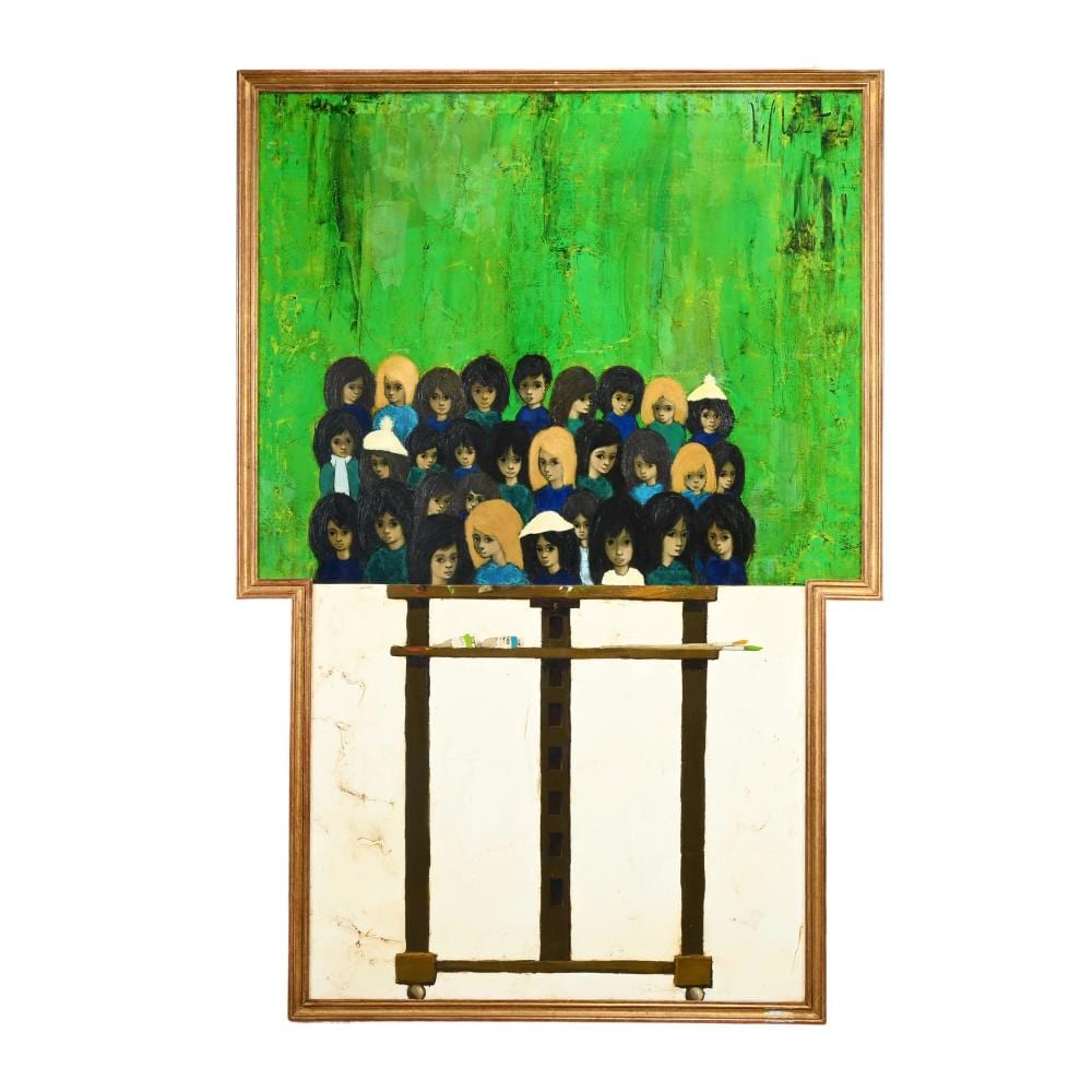 Jef Wauters comparable auction result: jef wauters 1927 2013 oil on panel easel with young ladies signed