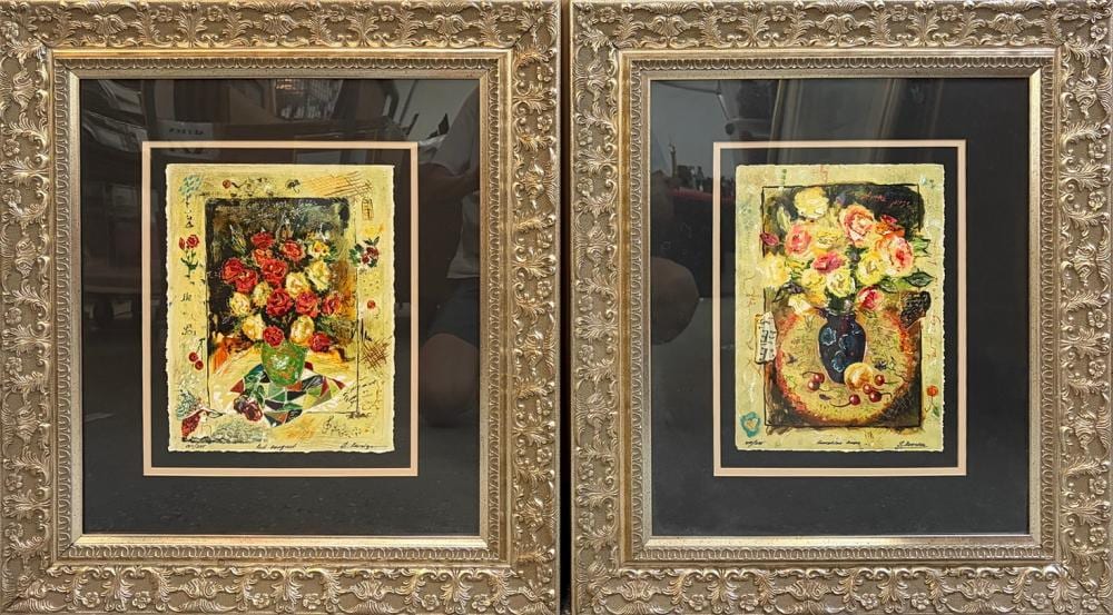 Sergey Kovrigo comparable auction result: sergey kovrigo framed floral serigraphs 2pc lot