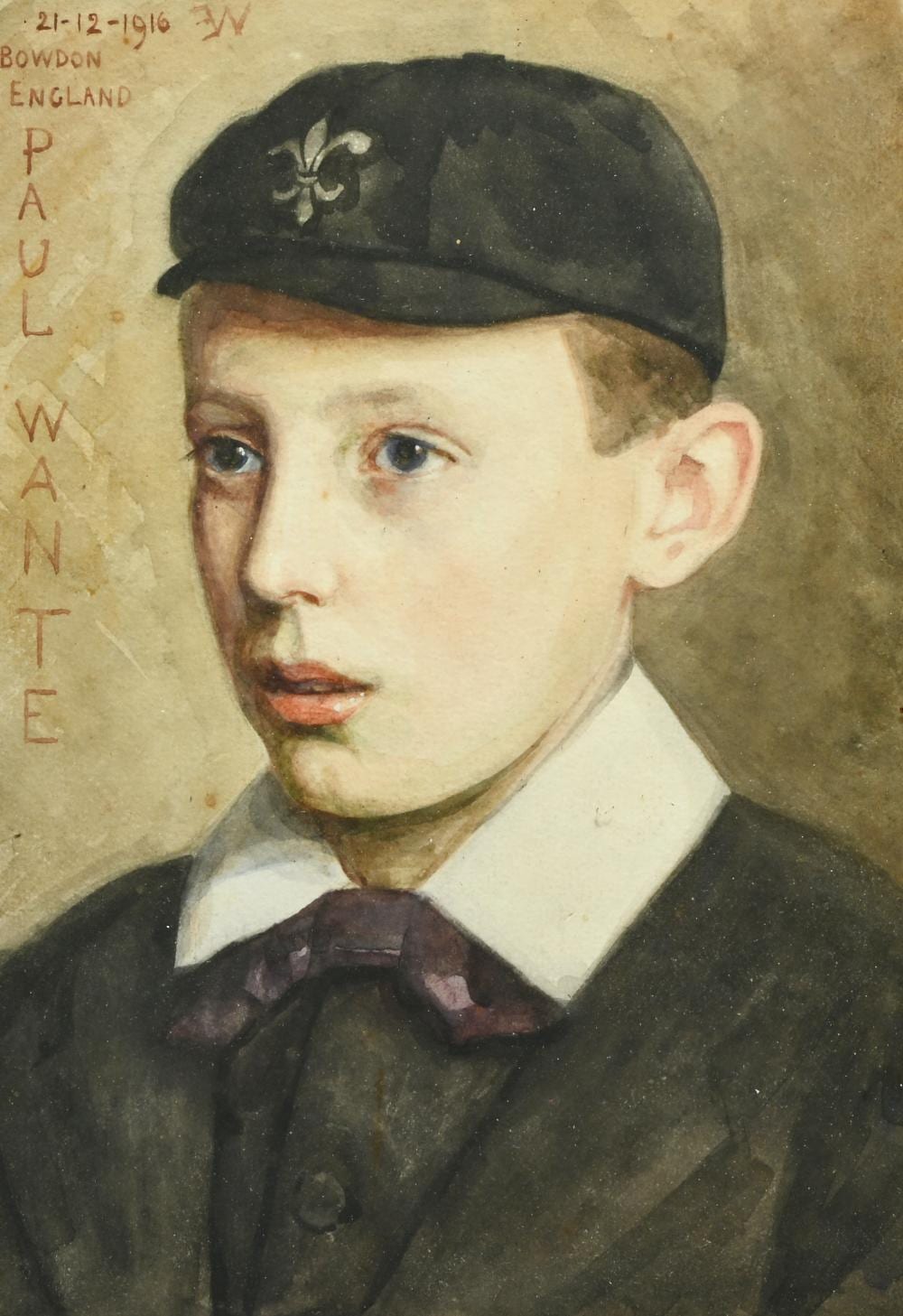 Ernest Wante comparable auction result: ernest wante 1872 1960 watercolor of the portrait of paul wante bowdon england 1916 monogram