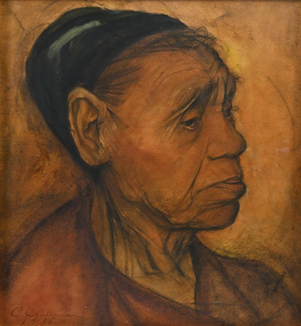 c cile cauterman 1882 1957 charcoal drawing double face portrait of a lady and a gentleman 1935 signed · Maison Jules Veilinghuis · 2026-06-20 Cécile Cauterman comparable auction result: c cile cauterman 1882 1957 charcoal drawing double face portrait of a lady and a gentleman 1935 signed