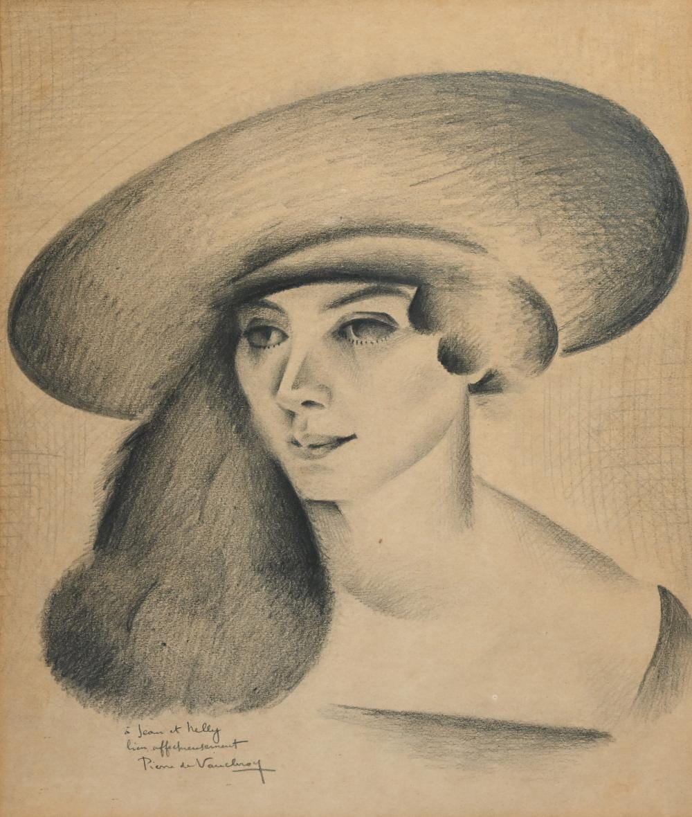 Pierre de Vaucleroy comparable auction result: pierre de vaucleroy 1892 1980 pencil drawing lady with a hat signed