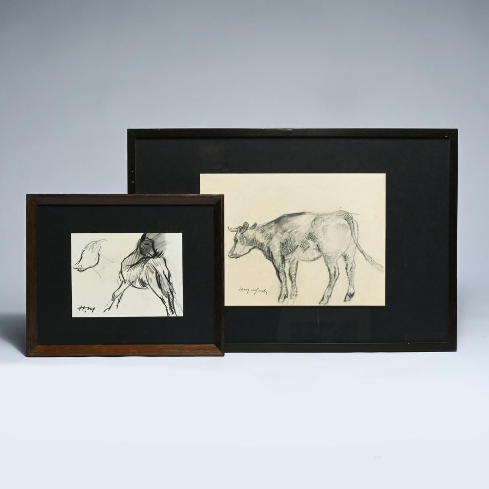 Hubert Malfait comparable auction result: hubert malfait 1898 1971 charcoal drawing little goat and pencil drawing cow signed monogram