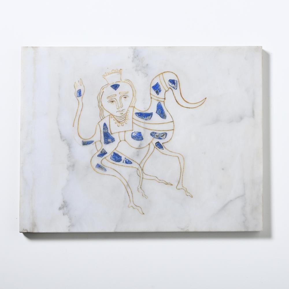 Bruno Capacci comparable auction result: bruno capacci 1906 1996 marble plaque with incised and polychrome painted decoration of a stylized figure