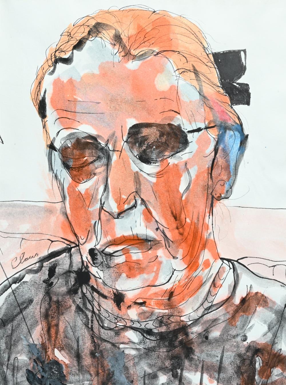 Hugo Claus comparable auction result: hugo claus 1929 2008 watercolor self portrait signed