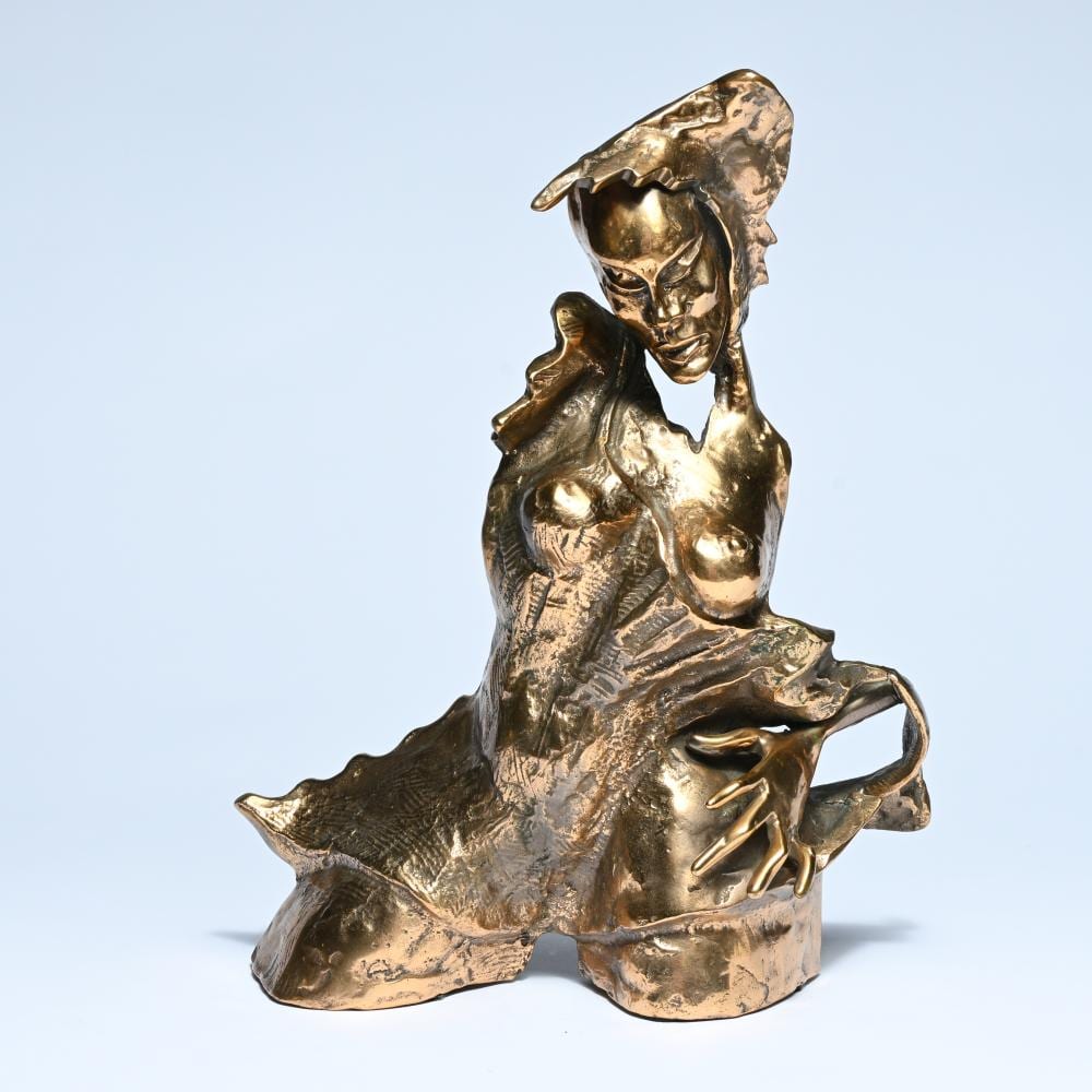 Yves Lohe comparable auction result: yves lohe 1947 gilded bronze sculpture of a female figure signed