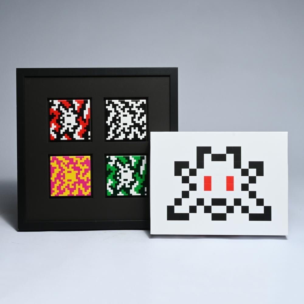 Invader comparable auction result: invader 1969 camo tiles and invader 3d litlle big space