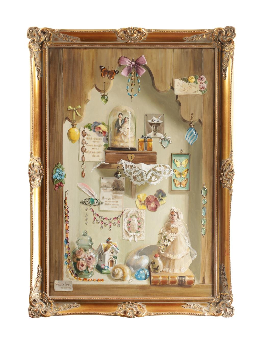 Deborah Jones comparable auction result: deborah jones british 1912 2012 an oil on canvas cupboard with beautiful blue beads