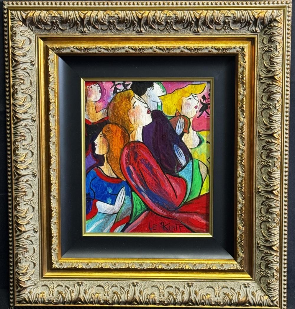 Linda Le Kinff comparable auction result: linda le kinff voyage au moulin acrylic painting on wood