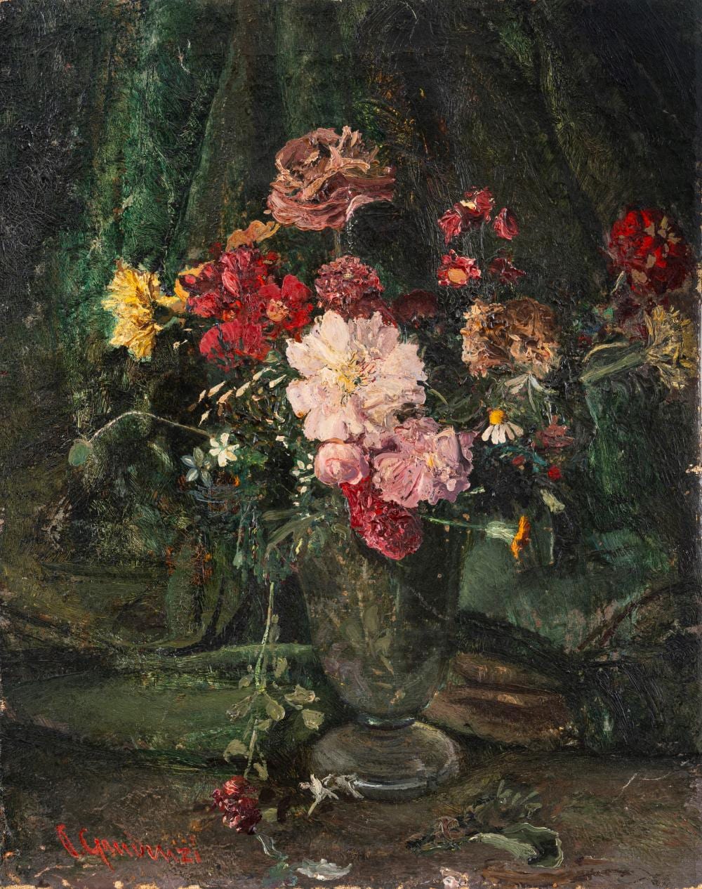 Pietro Gaudenzi comparable auction result: pietro gaudenzi genova 1880 anticoli corrado 1955 vase of flowers