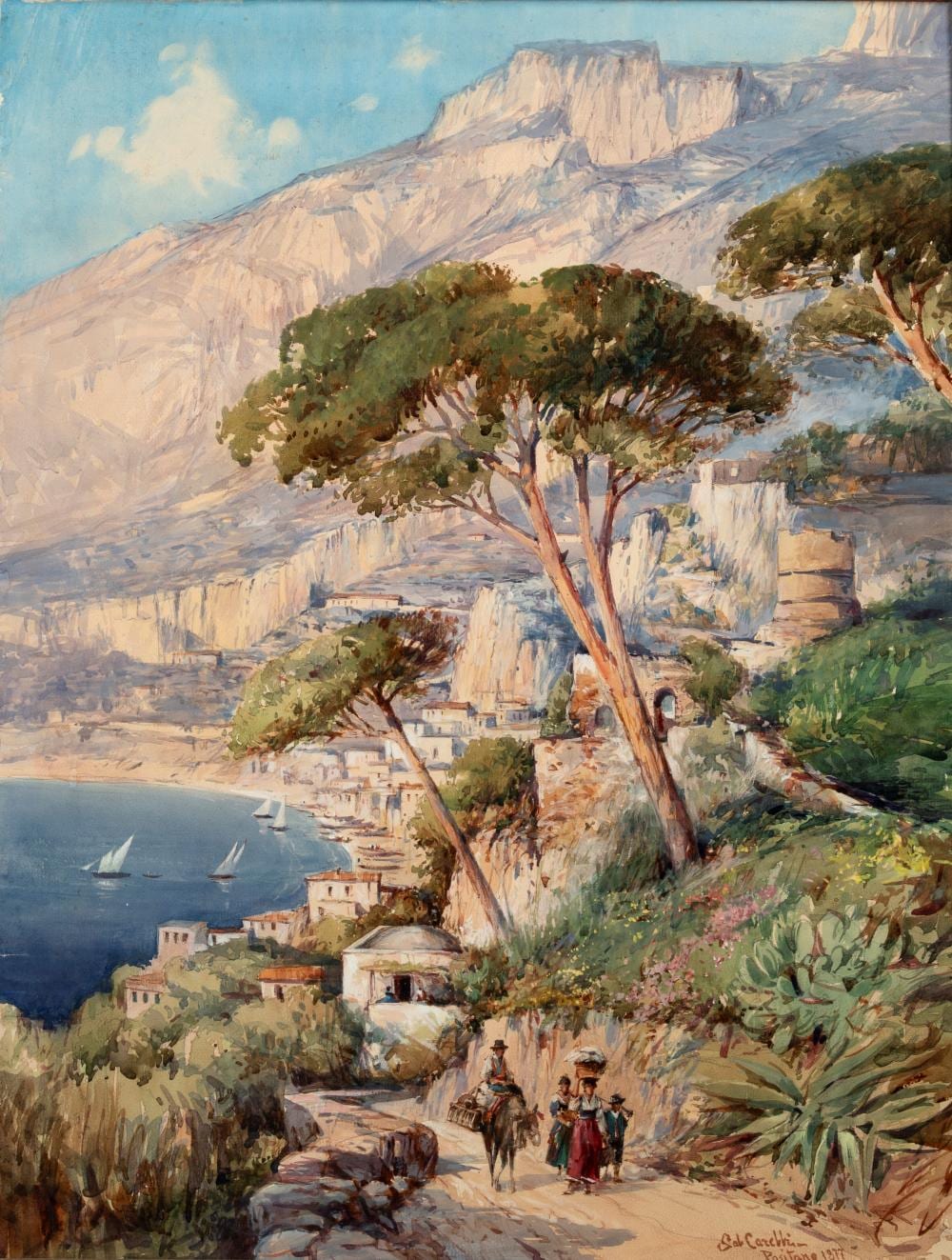 Gabriele Carelli comparable auction result: gabriele carelli napoli 1820 londra 1900 positano 1877