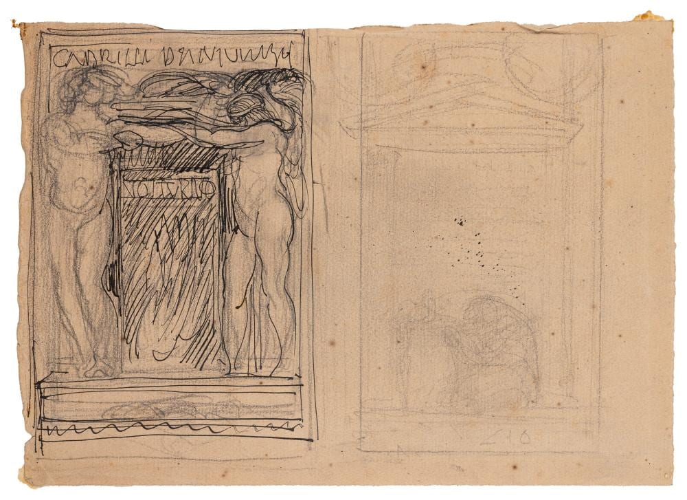 Adolfo de Carolis comparable auction result: adolfo de carolis montefiore dell aso 1874 roma 1928 studies for the frontispiece for gabriele d annunzio s notturno 1921