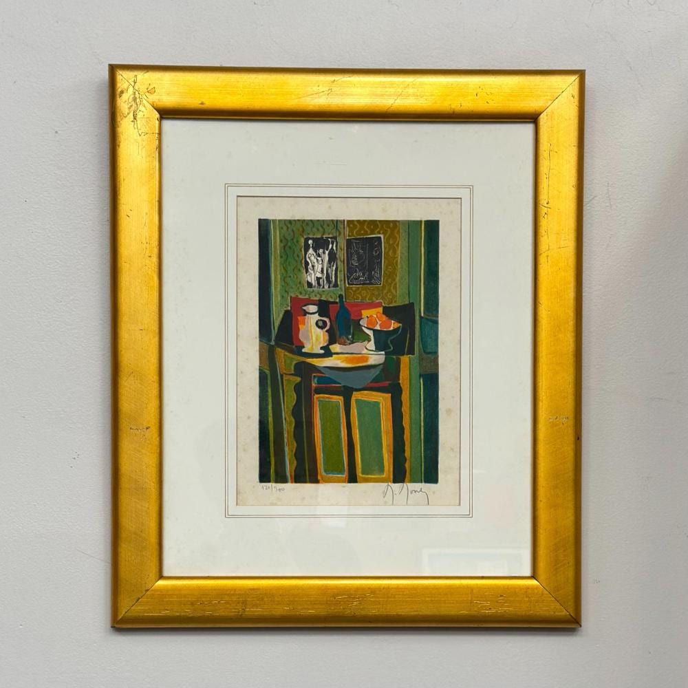 Marcel Mouly comparable auction result: marcel mouly nature morte au damier framed original chromolithograph signed and numbered 121 300