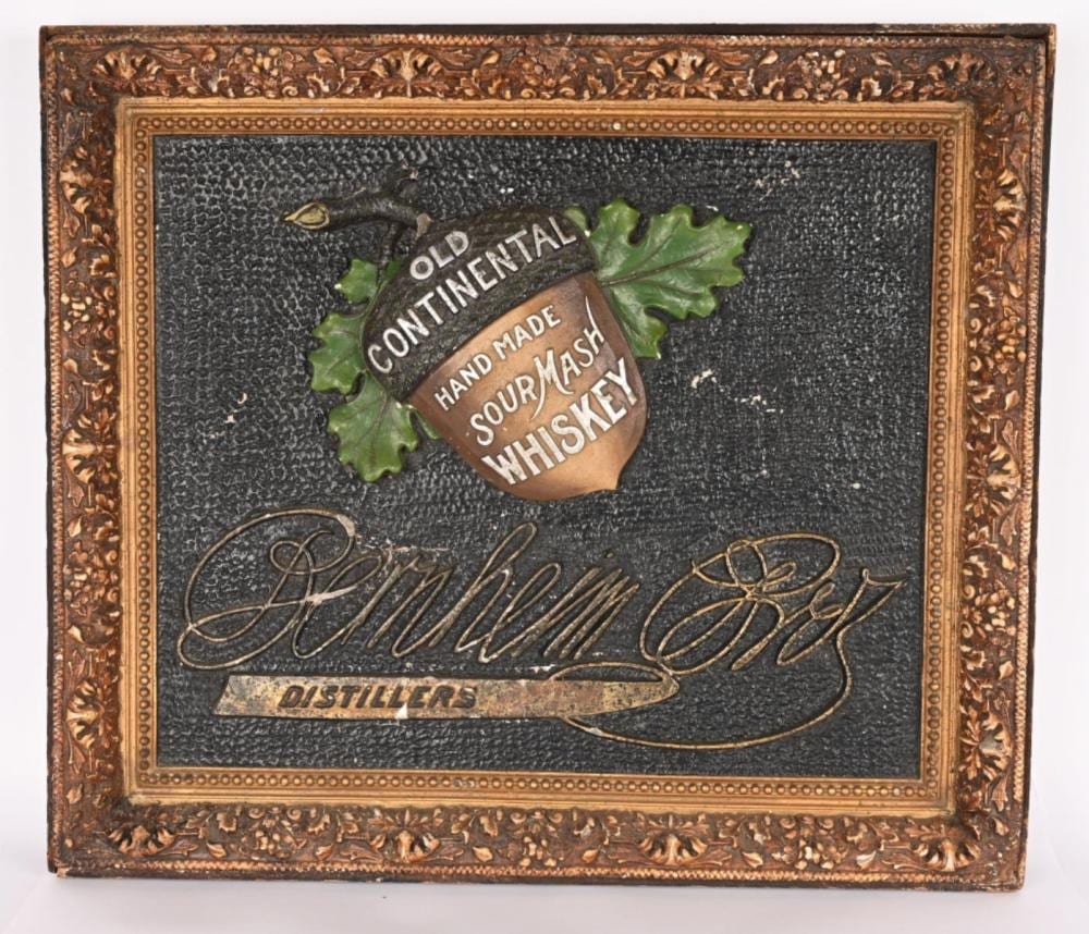 OLD CONTINENTAL WHISKEY ADVERTISING SIGN sold by Milestone Auctions, lot 424 — auction record photograph