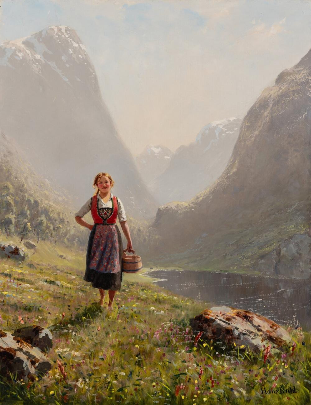 Hans Dahl comparable auction result: hans dahl norwegian 1849 1937 a sunny day norway