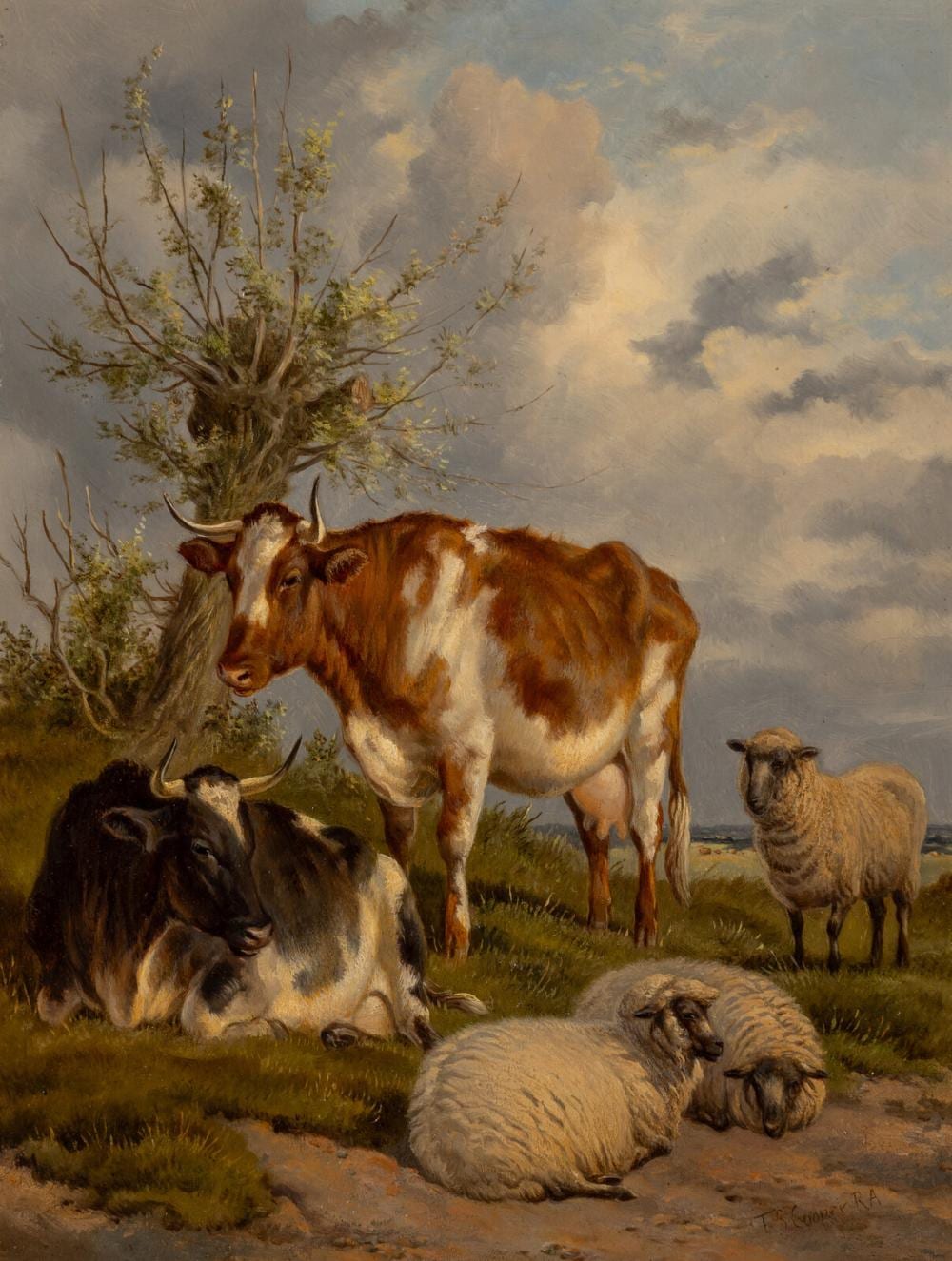 Thomas Sidney Cooper comparable auction result: thomas sidney cooper british 1803 1902 sheep and cattle resting in a meadow