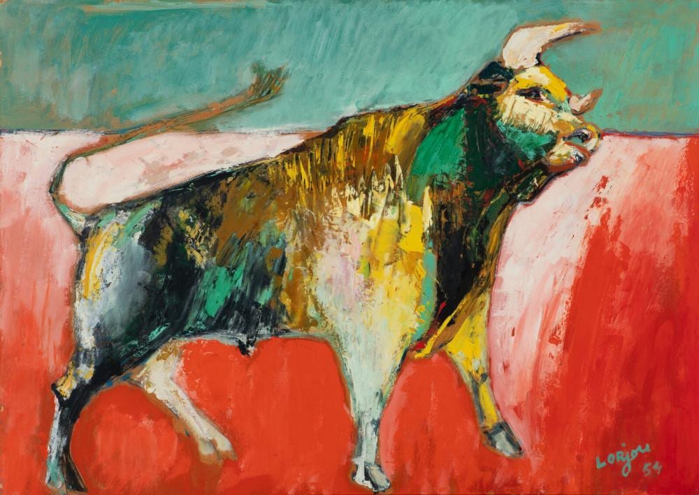 Bernard Lorjou comparable auction result: bernard lorjou french 1908 1986 le taureau 1954