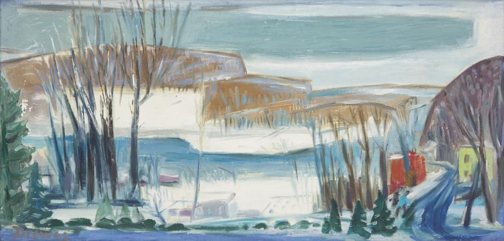 Werner Drewes comparable auction result: werner drewes american german 1899 1985 early snow in the delaware valley 1969