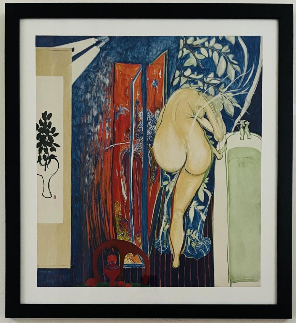 Brett Whiteley comparable auction result: brett whiteley bathroom nude print of the original signed in the plate lower left image size 54cm x 48cm with frame 67 5cm x 62cm