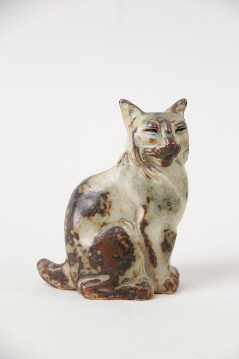 Knud Kyhn comparable auction result: knud kyhn for royal copenhagen stoneware lynx figurine