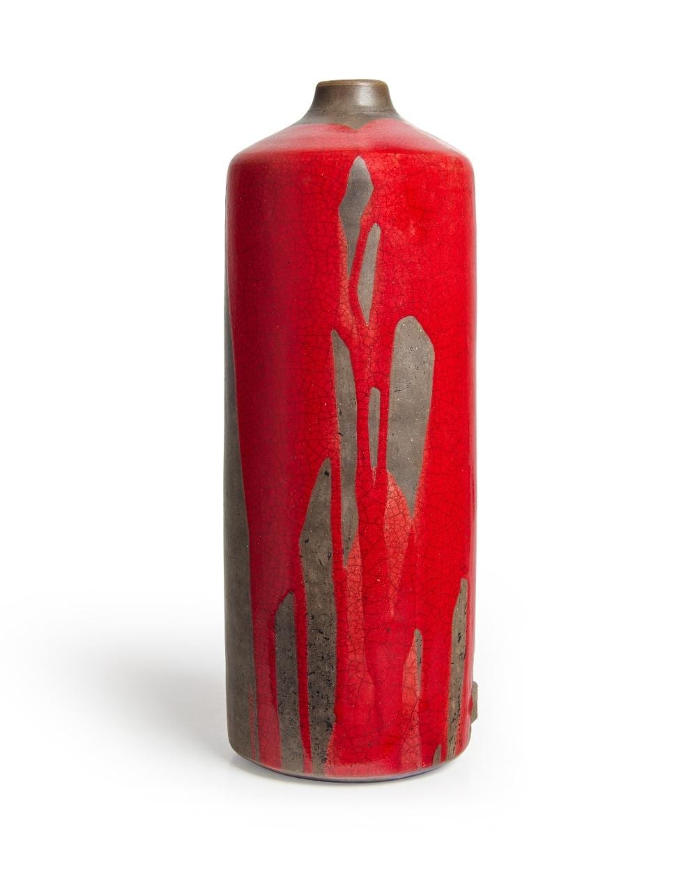 Tim Andrews comparable auction result: tim andrews b 1960 tall bottle vase 2013 raku fired ceramic with sang de boeuf