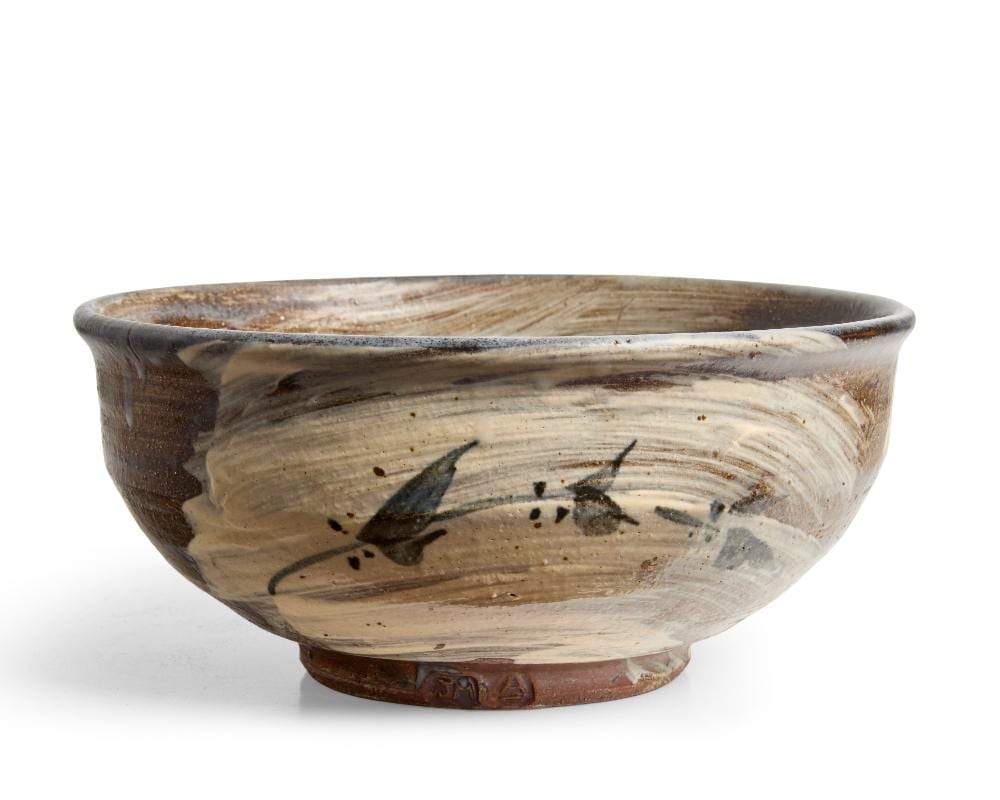 Jim Malone comparable auction result: jim malone b 1958 large bowl with painted blue copper foliate decoration late 20th ce