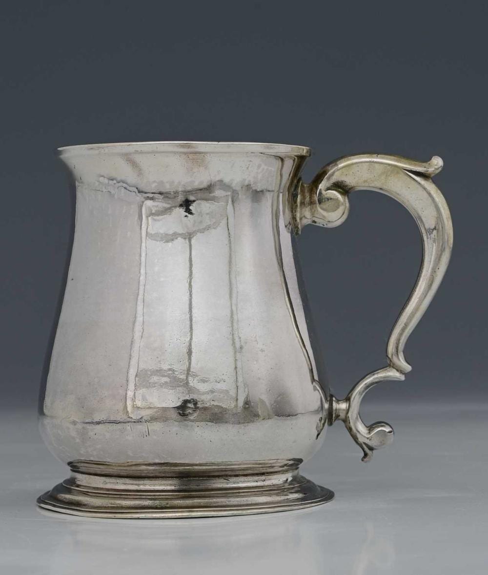 Dick Watkins comparable auction result: a george ii silver pint mug by richard