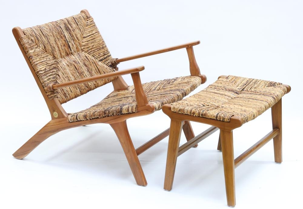 Olivier De Schrijver comparable auction result: olivier de schrijver n en 1958 edition comme chez vous art fauteuil beverly hills en paille sauvage et bois teck
