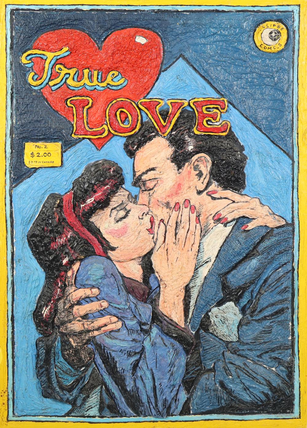 Leslie Lew comparable auction result: leslie lew true love sculpted oil on canvas
